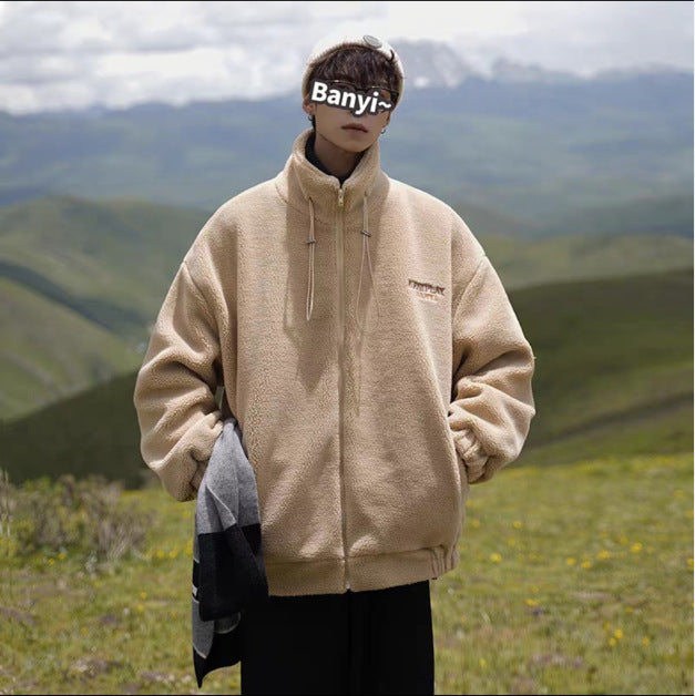 New Men's Loose Cotton-padded Lamb Wool Jacket