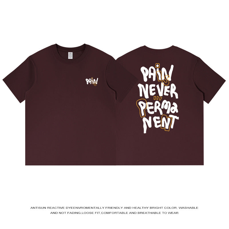 230g Cotton Loose Letter Back Printed Short Sleeve