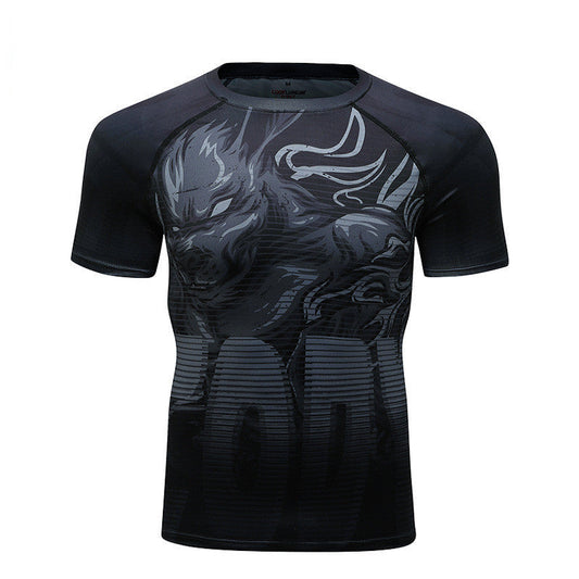 New Style Gym Clothes Men's Short-sleeved Sportswear null