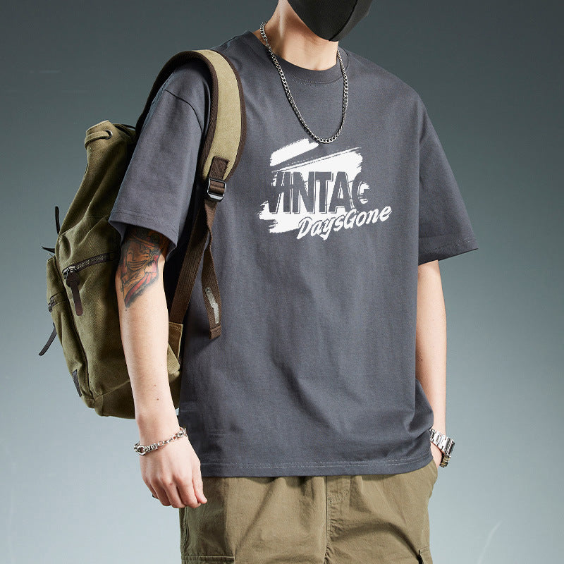 Solid Color Short-sleeved T-shirt Men's Cotton Round Neck