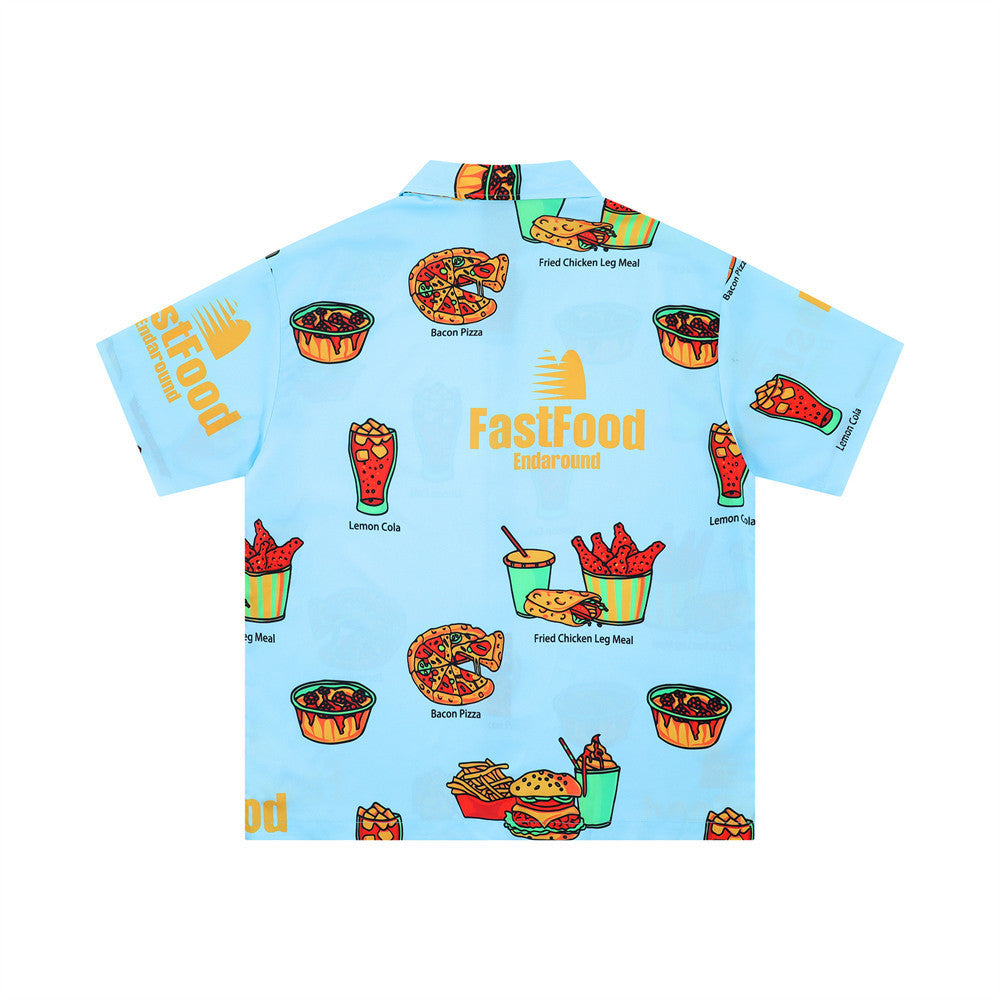 Hamburger Digital Printed Short-sleeved Shirt