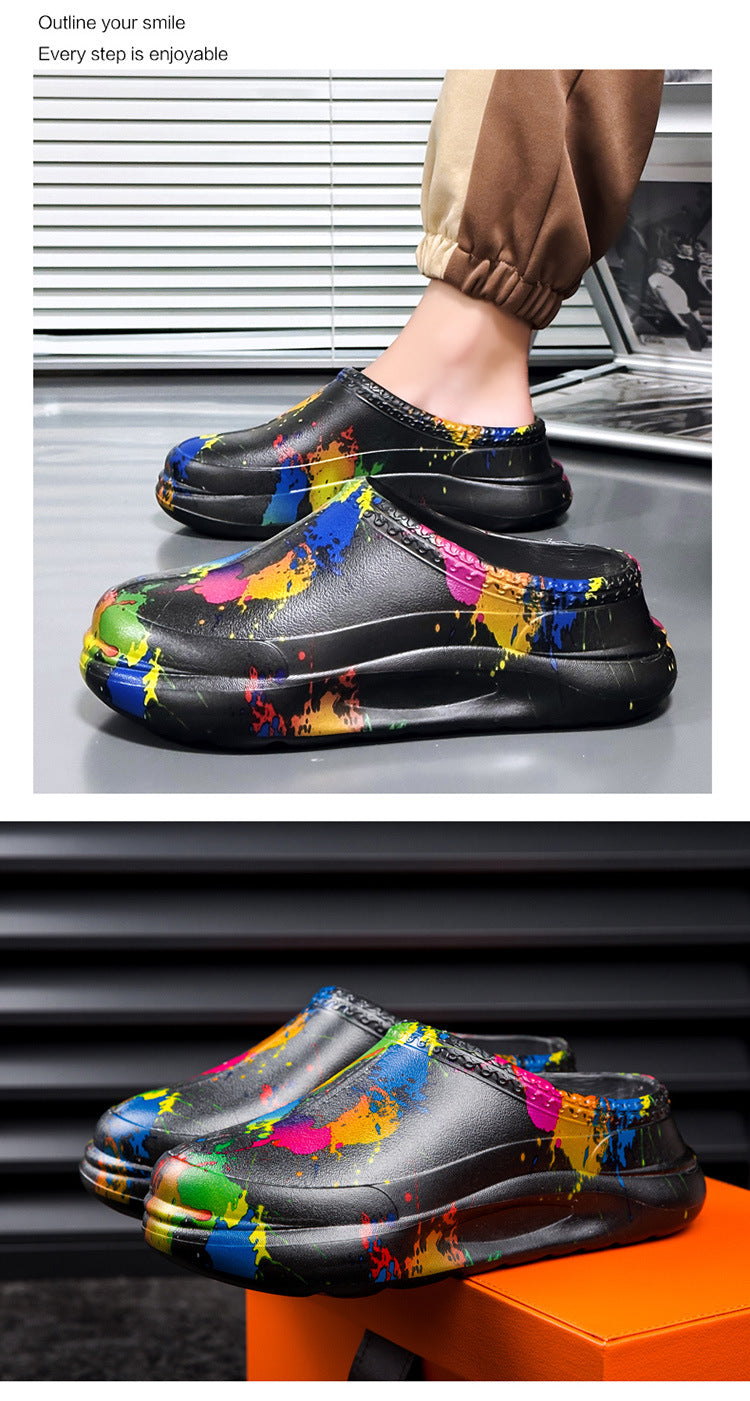 Men's Fashion Platform Pump Chef Hotel Waterproof Food Workshop Work Shoes Durable Garden Slippers