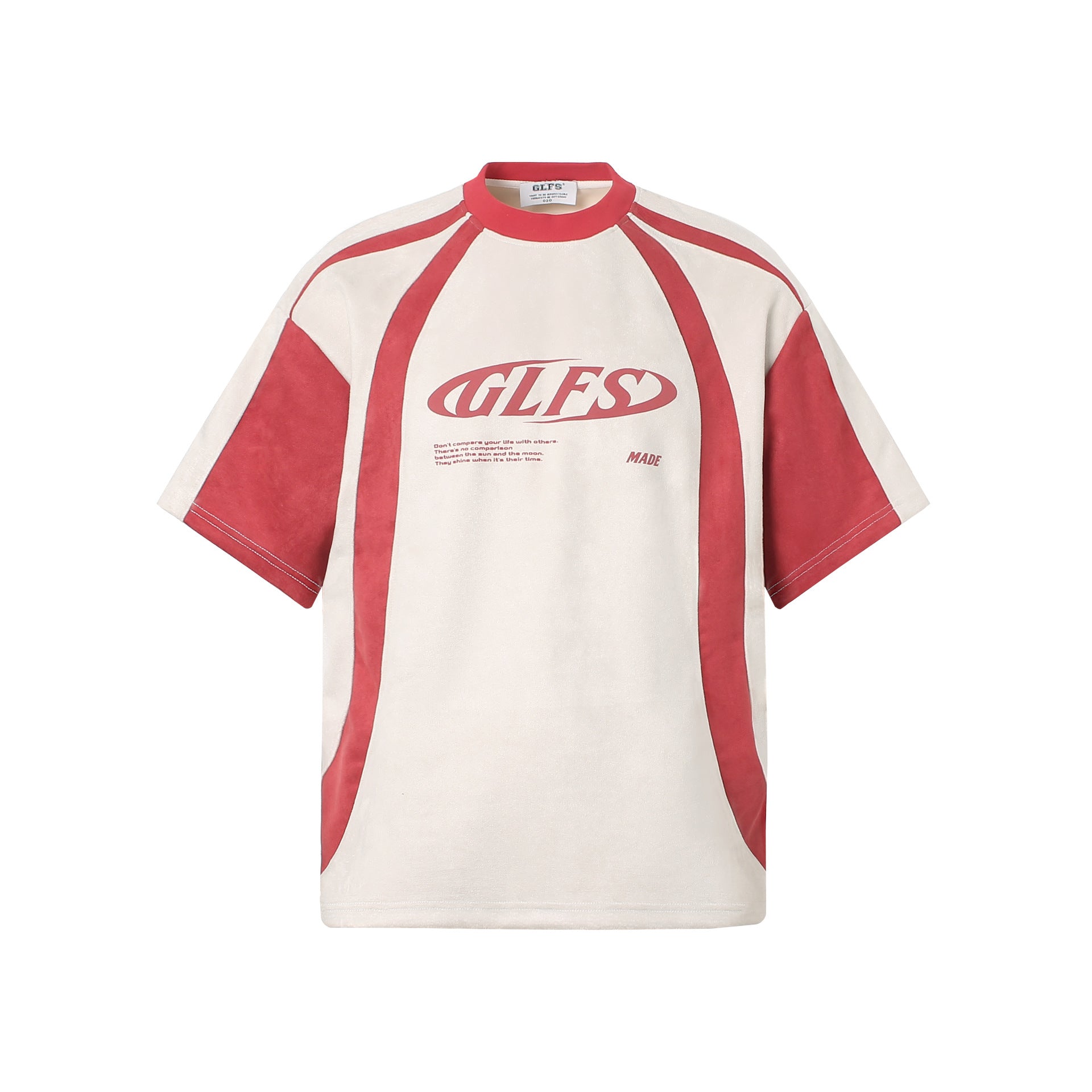 Summer Letters High-grade Design Men's Loose Deconstructed Suede Short-sleeved T-shirt