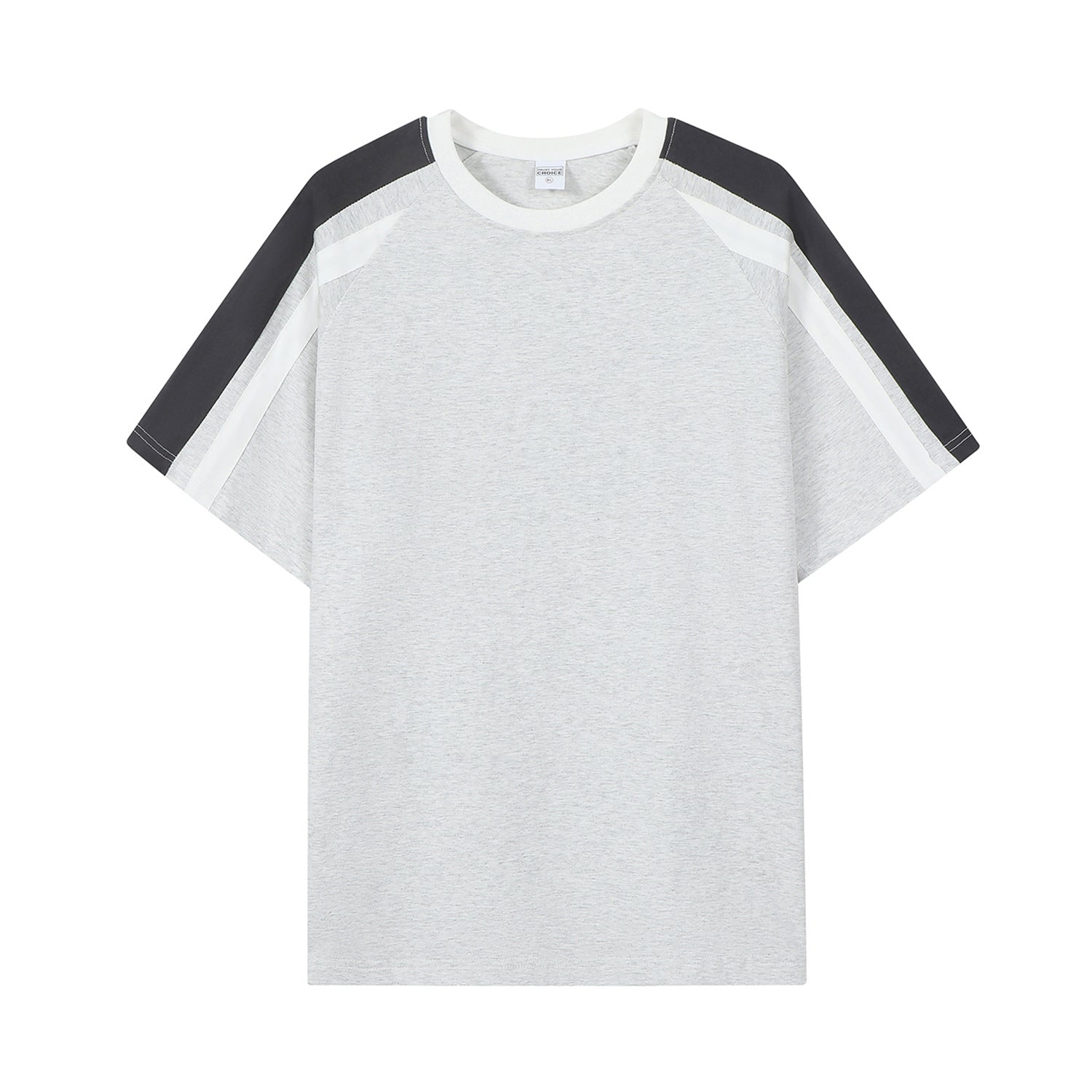 American-style Retro Contrast Color Pull-up Design Short-sleeved T-shirt