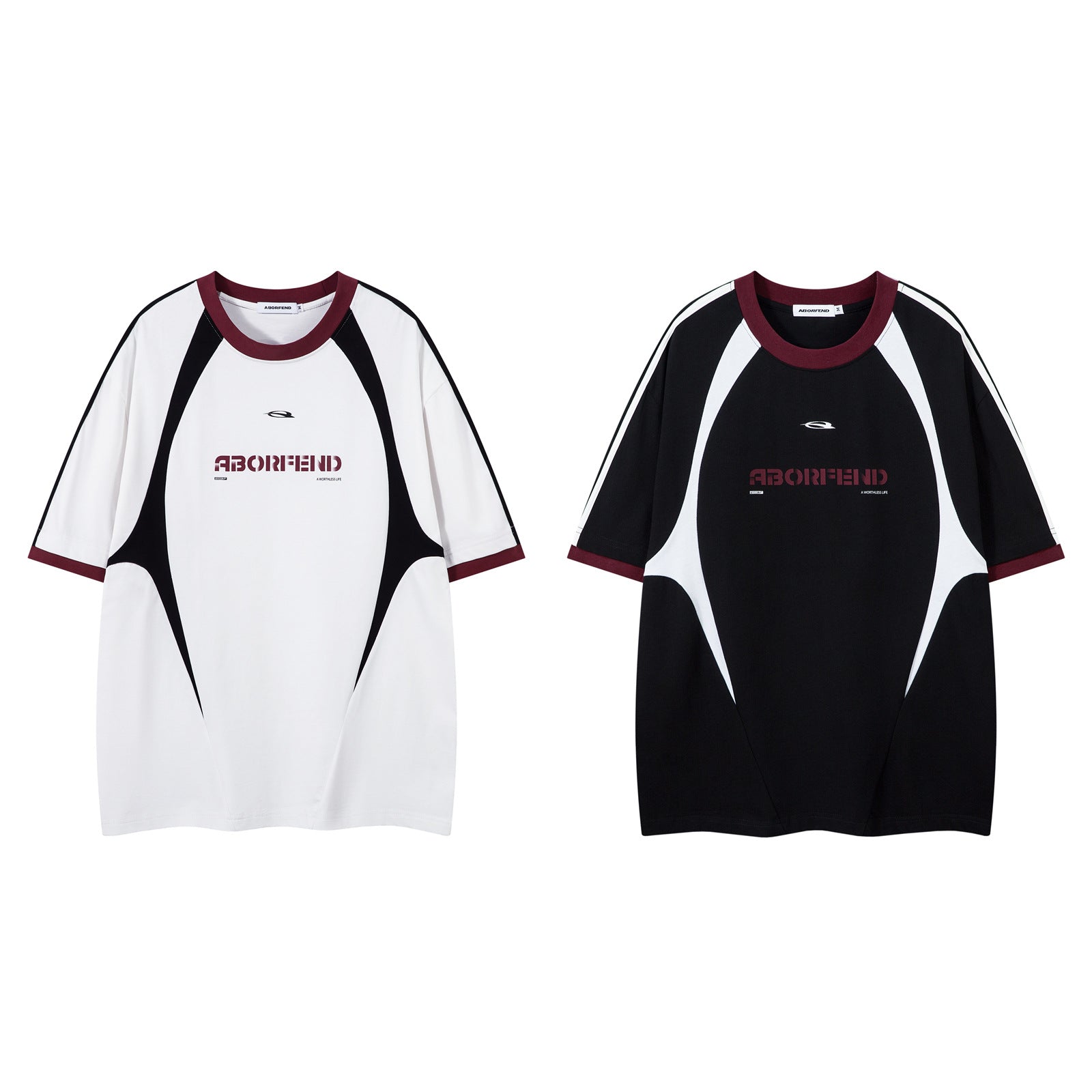 Retro Contrast Color Letter Print Short-sleeve T-shirt Loose Couple's Tops