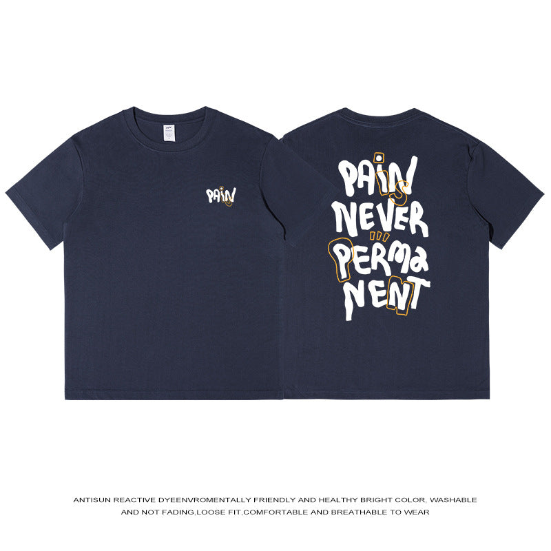 230g Cotton Loose Letter Back Printed Short Sleeve