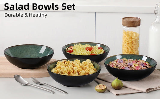 Creative Western  Kiln Change Peacock Green Bowl 30oz Bowl Set Of 4 For Cereal, Salad, Pasta, Soup, Dessert, Serving Dishwasher, Microwave And Oven null