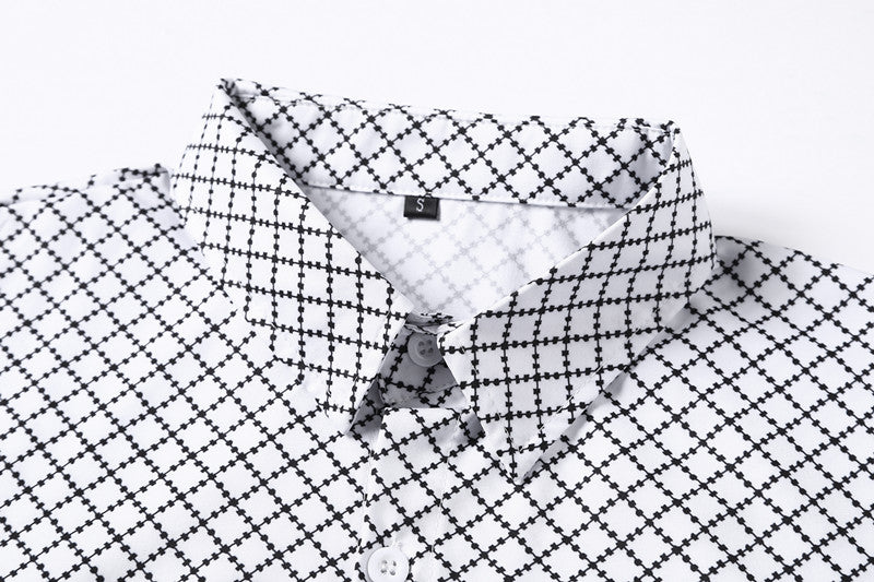 A Classic And Fashionable Diamond-shaped Small Checkered Shirt For Men