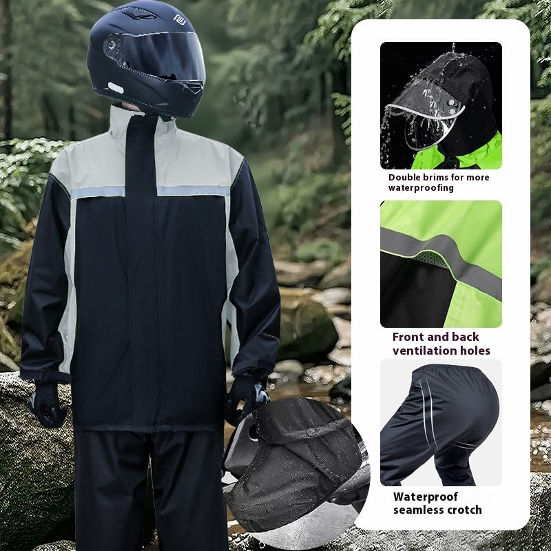 Men's Minimalist Color Blocked Split Motorcycle Raincoat
