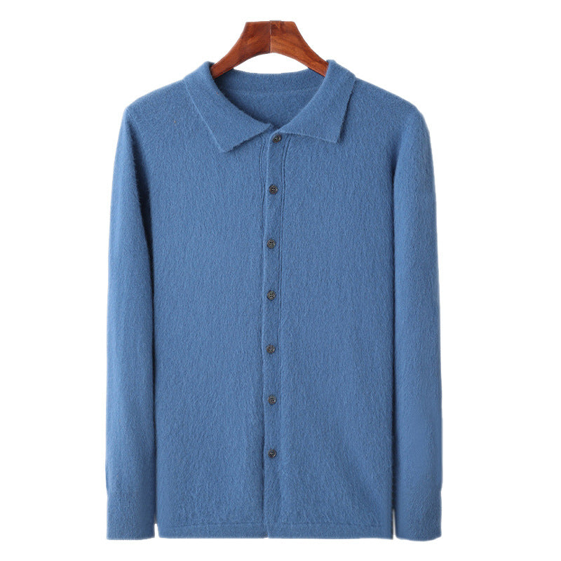 Solid-color Button-down POLO-collar Loose-fit Shirt-collar Jacket Top