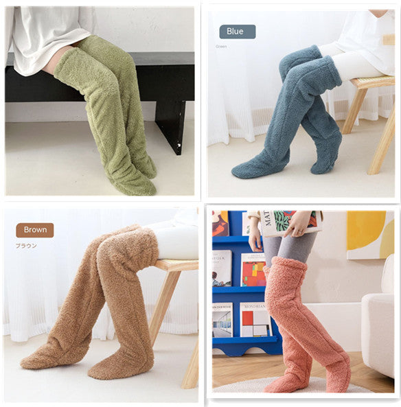 Over Knee High Fuzzy Long Socks Winter Warm Cold Leg Knee Joint Cold-proof Stockings Home Floor Sleeping Socks null