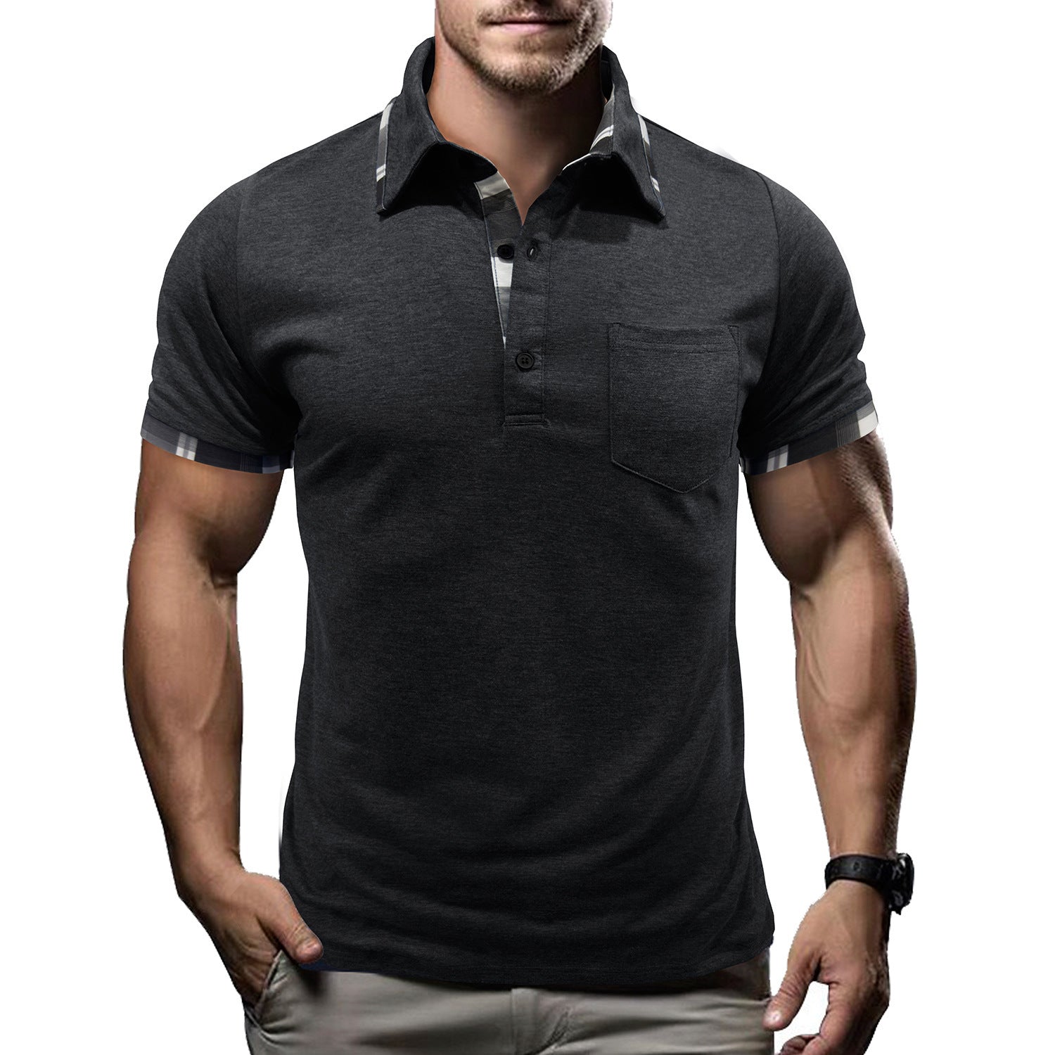 Men's Plaid Short-sleeved T-shirt