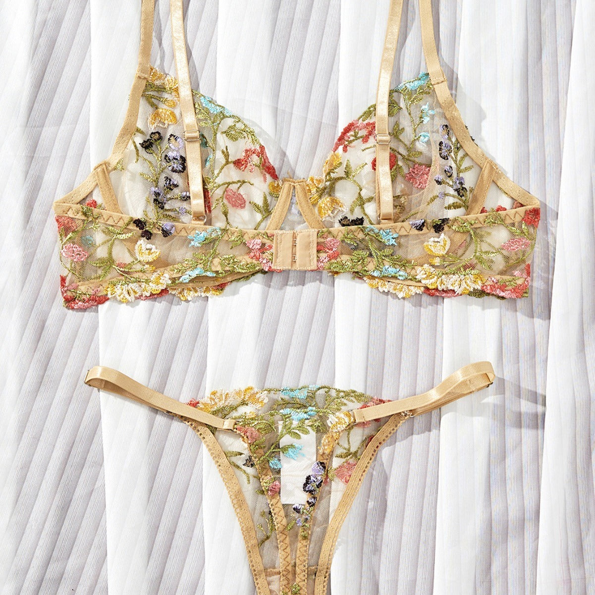 Embroidered Floral Sling Underwear Set null