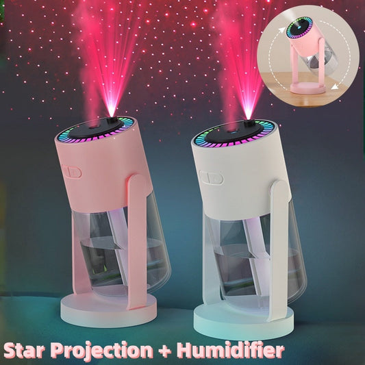 New Projection Starry Sky Top Ambient Light Humidifier Small Portable Anti-Dry Burn Car Home USB Spray Shaking Head null