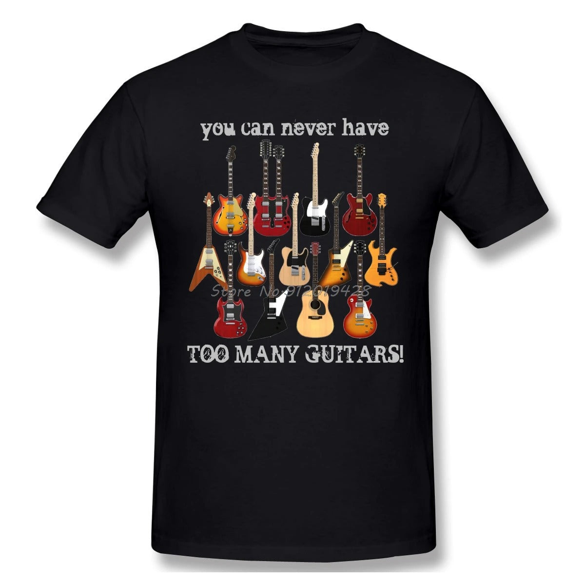 Cotton T Shirts Funny Electric Guitar Music Style Short