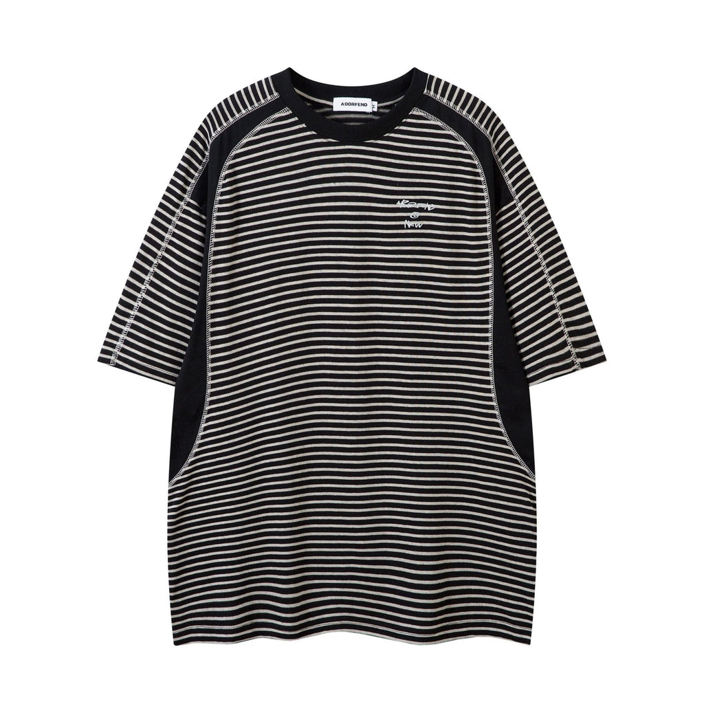 Retro Loose And Simple Striped Short Sleeve
