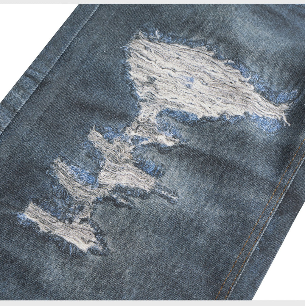 Men's And Women's Straight Worn Looking Washed-out Trousers