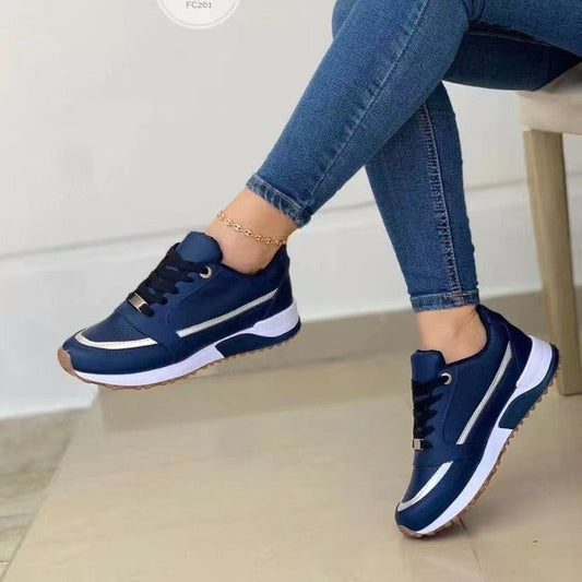 Casual Lace-up Flat Shoes Women Shallow Round Toe Sports Walking Sneakers null