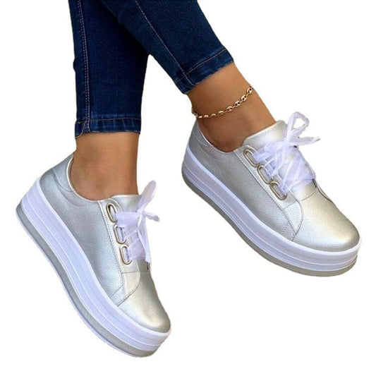 Fashion Flats Sneakers Women Ribbon Lace-up Platform Shoes null