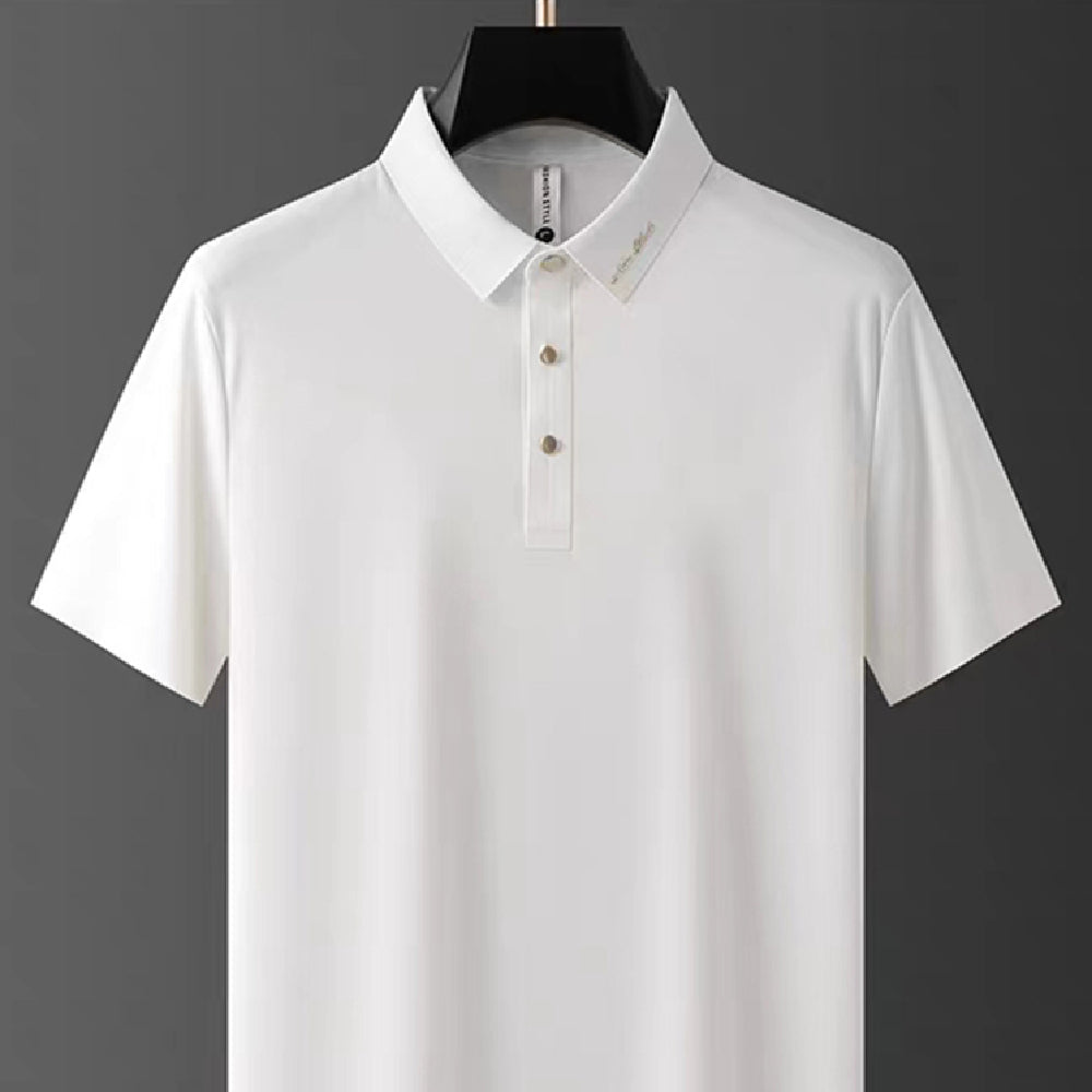 Summer Seamless Adhesive Ice Silk Polo Shirt Men