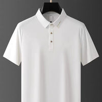 Summer Seamless Adhesive Ice Silk Polo Shirt Men