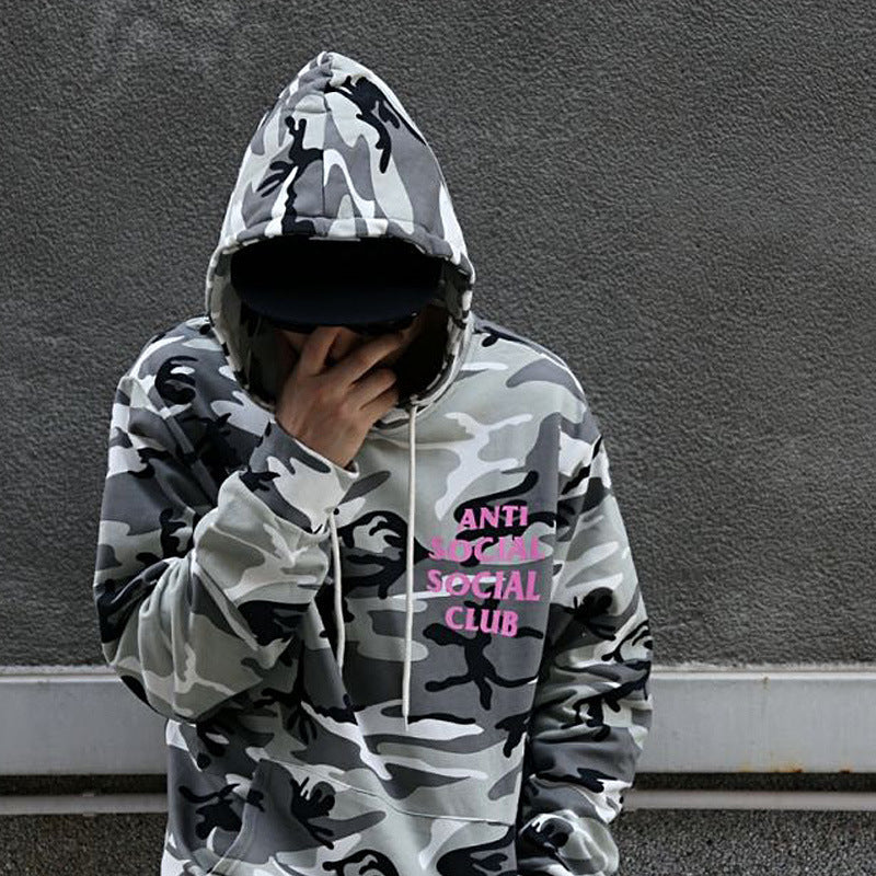 Men's Camouflage Sweater And Velvet Pullover Hoodie null