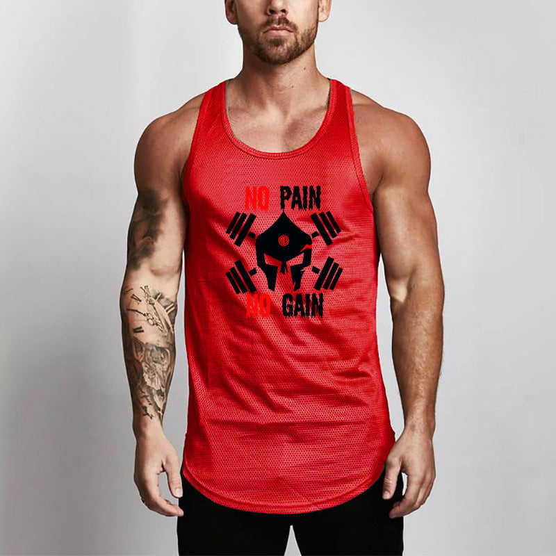 Punisher Skull GYM Mesh Breathable Fitness Vest Men's Round Lower Hem Sports Base Mesh Quick Drying Waistcoat null