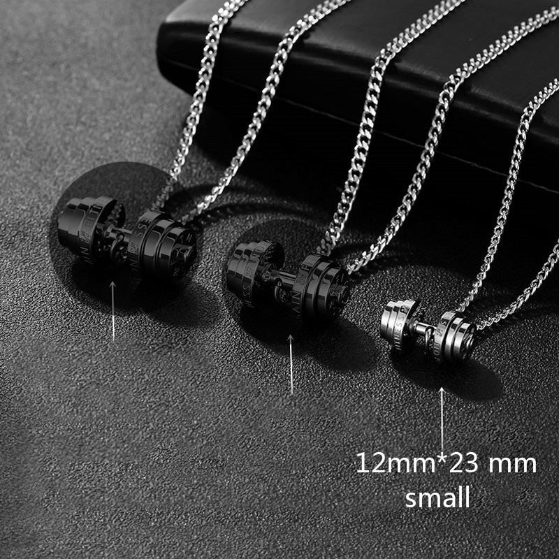 Stainless Steel Weights Gym Barbell Necklace Men null