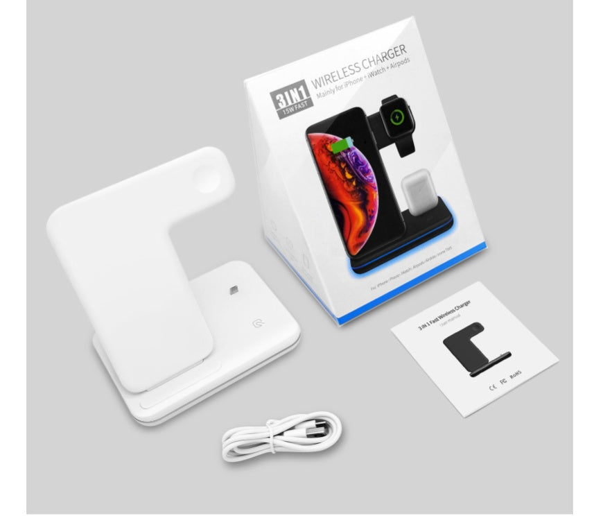 Compatible Mobile Phone Watch Earphone Wireless Charger 3 In 1 Wireless Charger Stand null