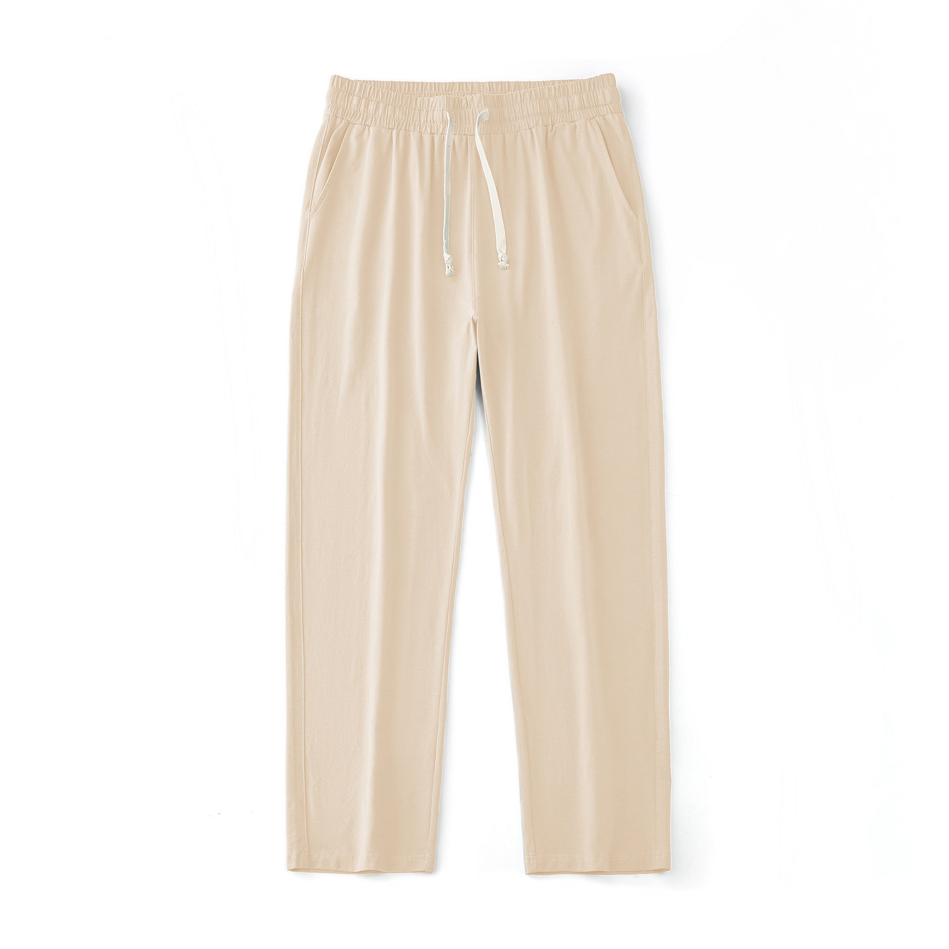 Mens Solid-Color Straight-Leg Lace-Up All-Match Sports Pants For Men