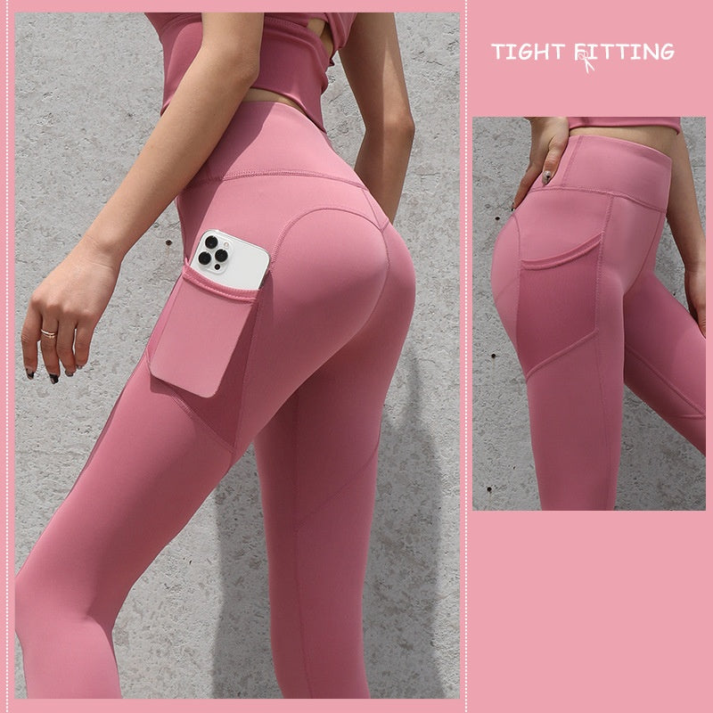 Gym Sport Seamless Leggings With Pockets Push Up High Waist Pants Women Fitness Running Yoga Pants Gym Sport Seamless Leggings null