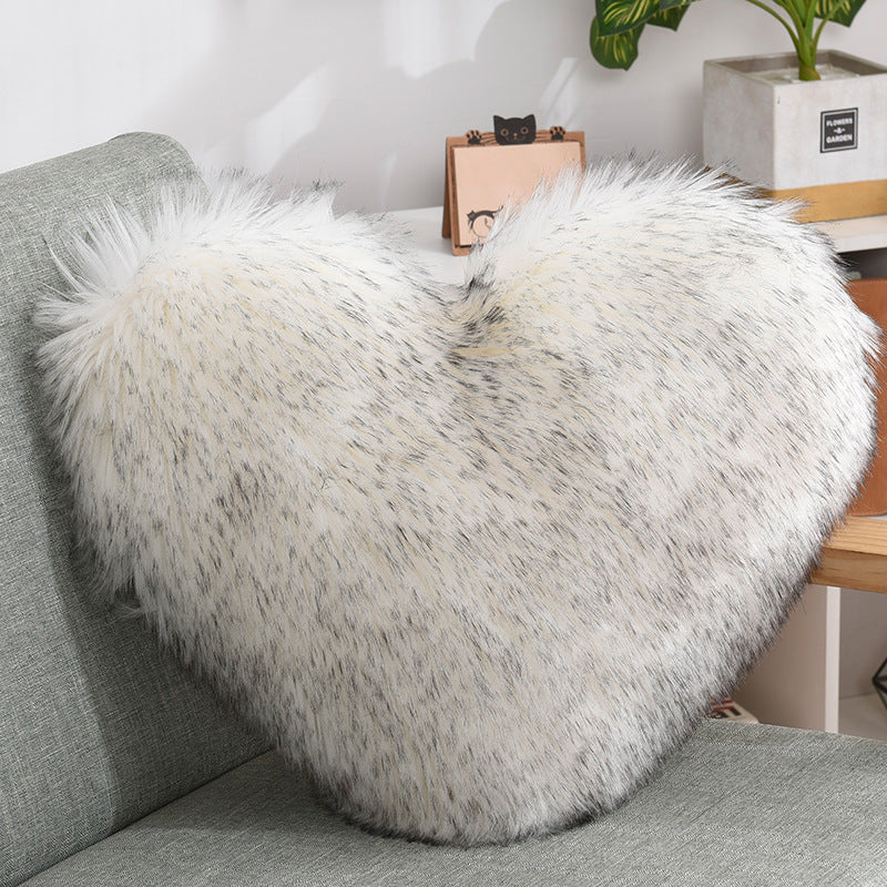 Throw Pillows Heart Shape Long Plush Fluffy Shaggy Cushion Cover Sofa Cushions Decorative Pillow Covers Pillowcase White null