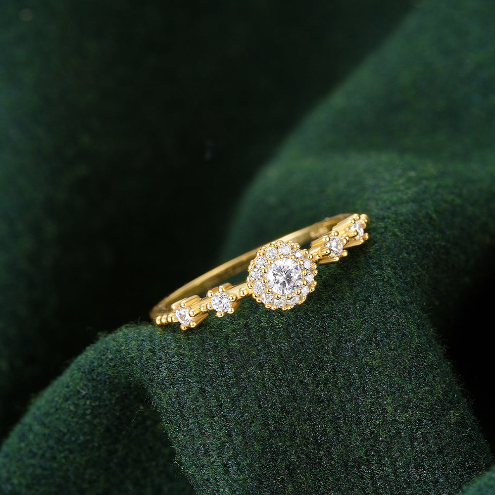 Bague de proposition romantique haut de gamme en argent 925, ornée de strass, modèle fermé, style européen et américain.