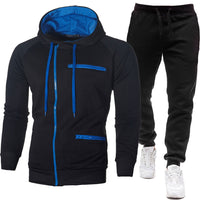 Men's Solid Color Sports Casual Jacquard Sweatshirt Fleece Hooded Cardigan Men's Suit