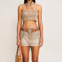 Jupe en jean holographique faite à la main Wildland