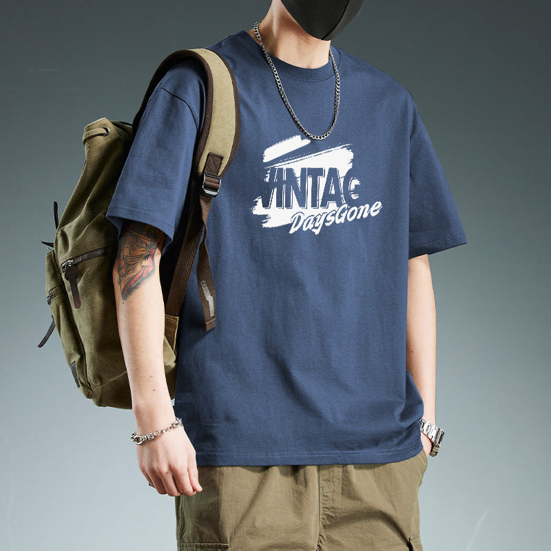 Solid Color Short-sleeved T-shirt Men's Cotton Round Neck