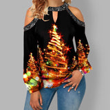 Printed Sexy Off-the-shoulder Plus Size Blouse Lantern Sleeve T
