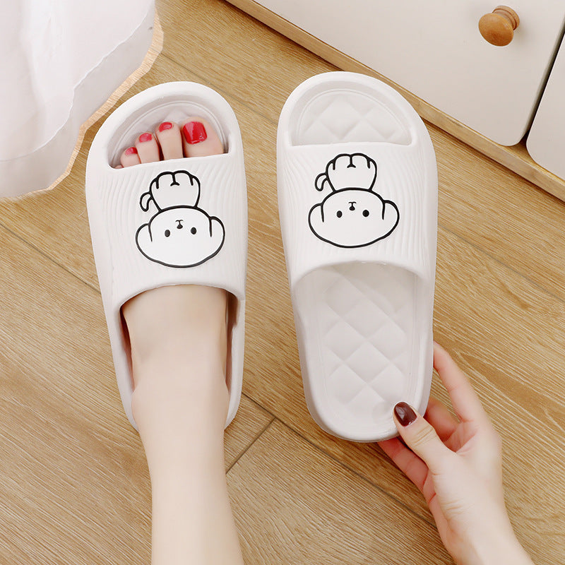 Cute Cartoon Dog Slippers Summer Solid Color Non-slip Rhombus Bathroom Slipper Indoor House Shoes For Men Women Couples null