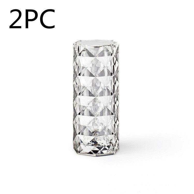 Nordic Crystal Lamp USB Table Lamps Bedroom Touch Dimming Atmosphere Diamond Night Light Rose Projector Lamp Decor null