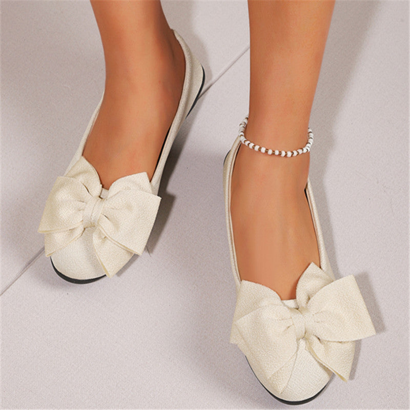 New Bowknot Flats Shoes Fashion Casual Round Toe Slip-on Shoes Loafers For Women null