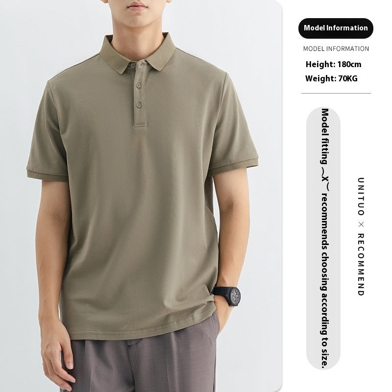 High-end Knitted Polo Shirt Short-sleeved Men's High-end Sense