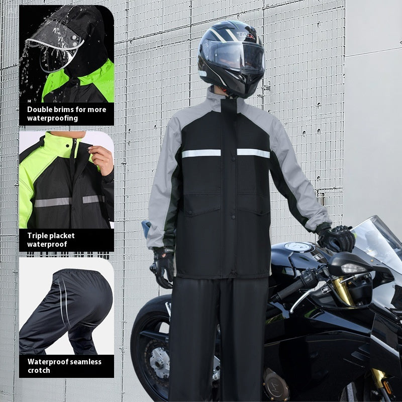 Men's Minimalist Color Blocked Split Motorcycle Raincoat