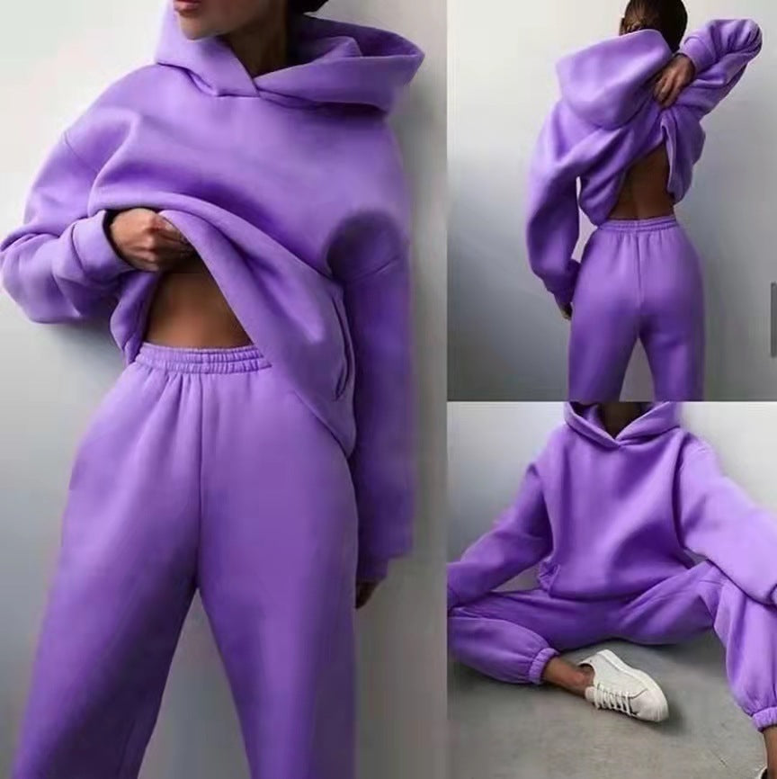 Women's Casual Hooded Sweater Two-piece Suit Clothes Hoodie Tracksuit null