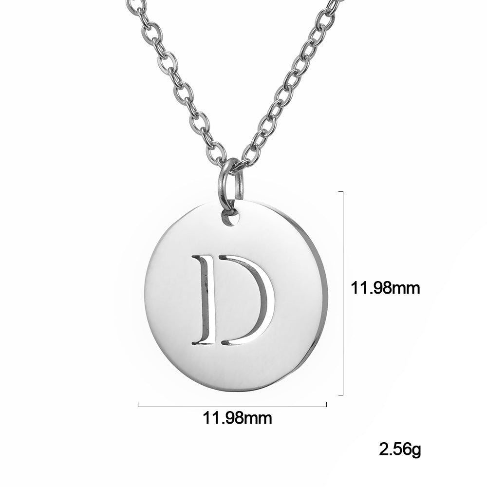 European And American Fashion Minimalist Titanium Steel Color Retention A- Z 26 Capital Letter 12mm Round Plate null