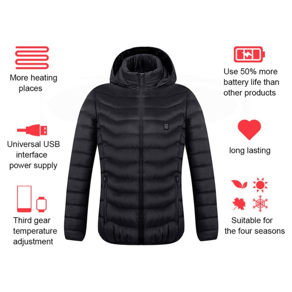 New Heated Jacket Coat USB Electric Jacket Cotton Coat Heater Thermal Clothing Heating Vest Men's Clothes Winter null