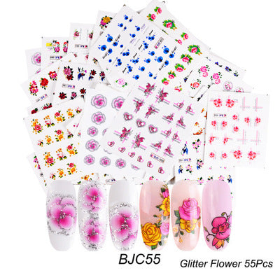 Nail Hot Watermark Stickers Suit Butterfly Fruit Lace Colorful Flowers Gold And Silver Gilding