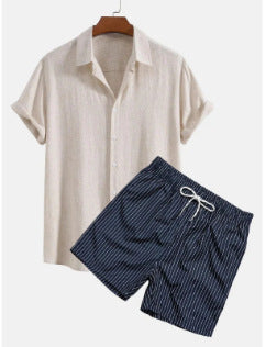 Digital Printing Men's Casual Short Sleeve Suit