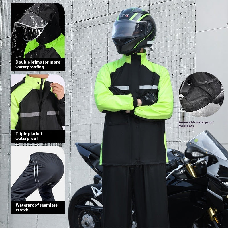 Men's Minimalist Color Blocked Split Motorcycle Raincoat