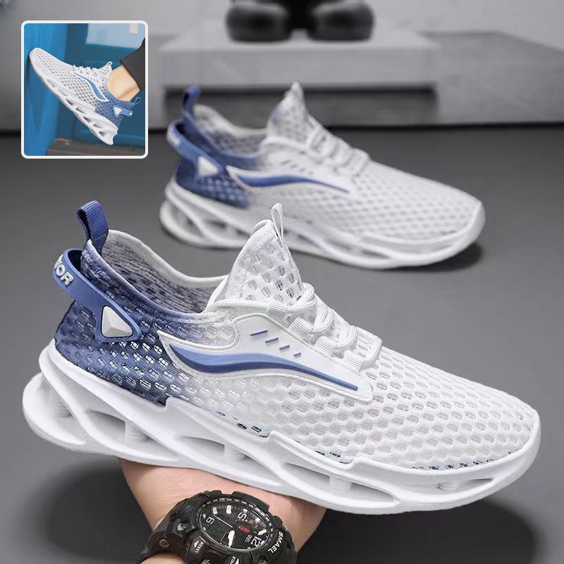 Men's Lace-up Sneakers Mesh Sports Shoes Fashion Hollow-sole Low Top Running Shoes null