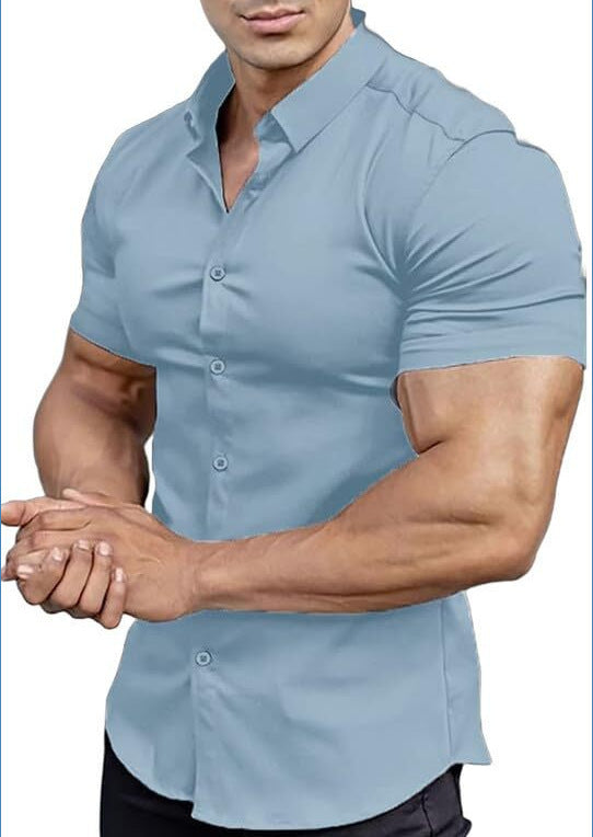 Men's Collar Casual Thin Short Sleeve Shirt